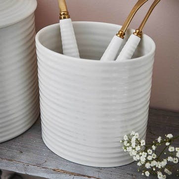 Oval Utensil Jar - Large; White