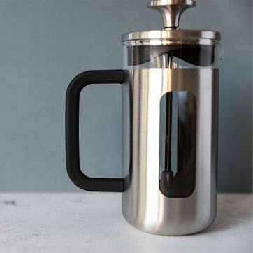 Pisa Brushed Stainless Steel Cafetière 3 Cup, Silver