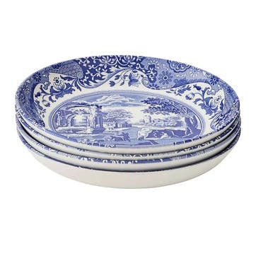 Set of 4 pasta bowls, 23cm, Spode, Blue Italian