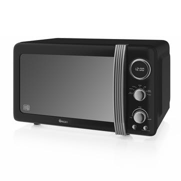 Retro 800W Digital Microwave, Black