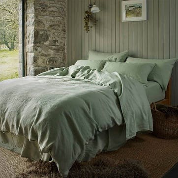 Cotton Linen Mix Duvet Cover, Super King, Sage Green