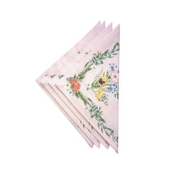 La Vie en Rose Cotton Napkin 52 x 52cm, Pink/Green