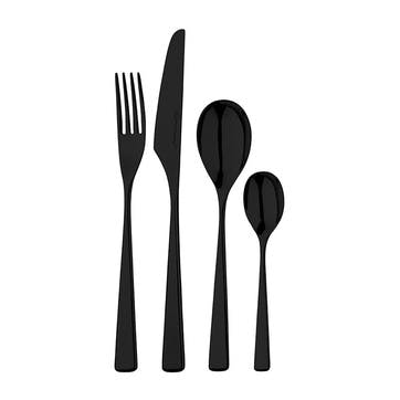 Tilia 24 Piece Cutlery Set, Black Mirror Finish