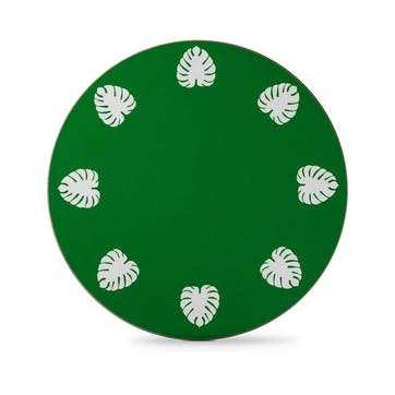 Tropical Leaf Round Table Mat Set of 4, Green