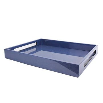 Lacquered Tray 40 x 35cm, Blue Shagreen