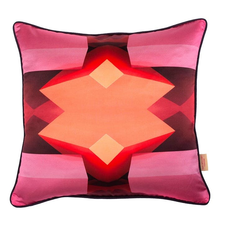 Geometric Silk Cushion, 46 x 46cm, Pink Star