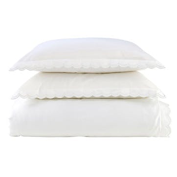 Scallop Edge Duvet Set, Double, White