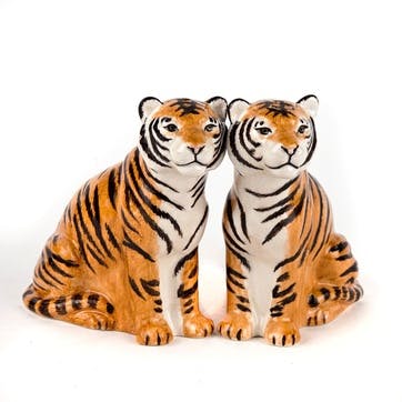 Tiger Salt & Pepper Shakers H9cm Orange