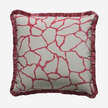 Andrew Martin Square Fringed Cushion, 55 x 55cm, Pink
