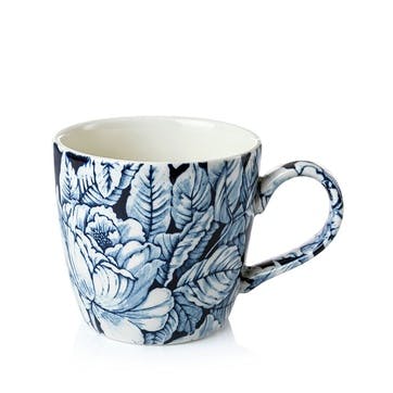 Ink Blue Hibiscus Mug, 300ml