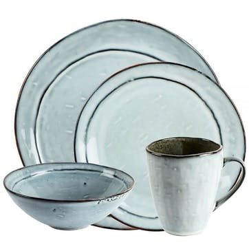 Misty 16 Piece Dinner Set,  Dusty Blue