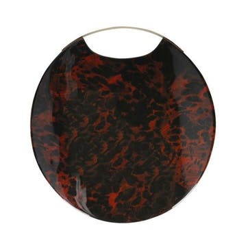 Round Serving Board with Tortoise Shell Resin Finish, Gold/Brown