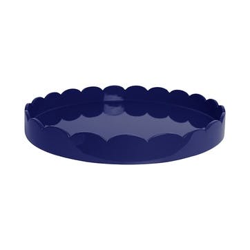 Lacquered Scallop Round Tray D50cm, Navy