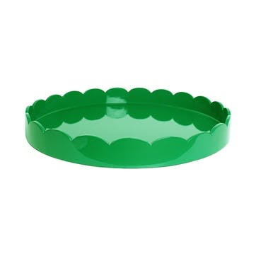 Lacquered Scallop Round Tray D50cm, Leaf