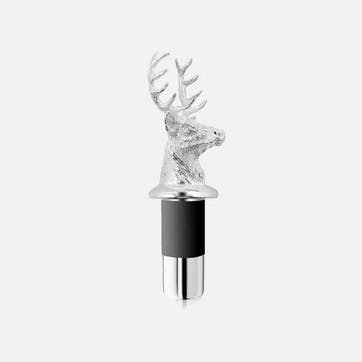 Stag Head Silver Plated Bottle Stopper 10 x 3.5cm, Silver