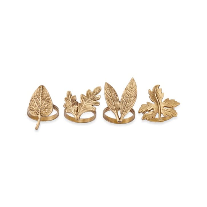 Leaf Napkin Rings, Brass