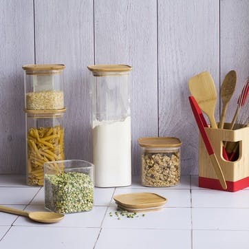 Glass Food Storage With Bamboo Lid 2.2L, Clear
