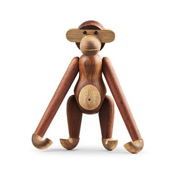 Monkey Wooden Figurine, Medium, Teak/Limba