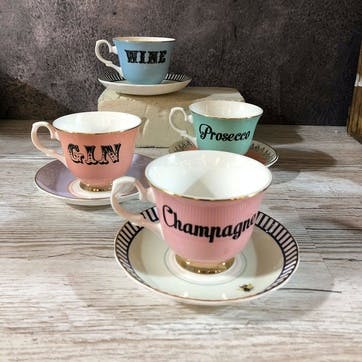 Pastel Champagne Teacup & Saucer