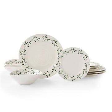 Mistletoe 12 Piece Dinnerware Set  White/Green