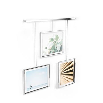 Exhibit Set of 3 Hanging Photo Frames 8 x 10", Chrome
