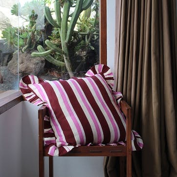 Stripe Cushion Cover, 60 x 60cm, Burgundy & Cerise