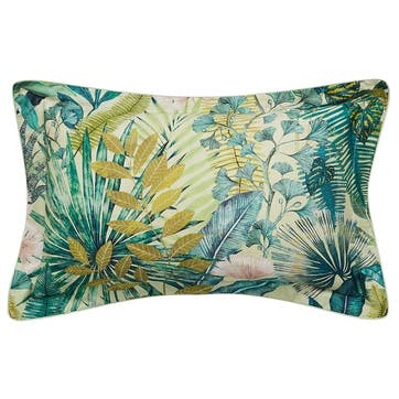 Floreana Oxford Pillow Case, Fig Leaf and Coral