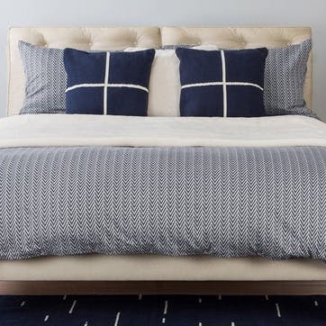 Herringbone Kingsize Duvet Cover, Navy Grey