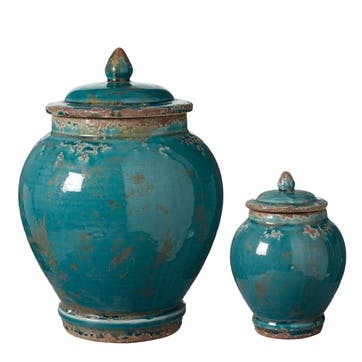 Zion Lidded Urns, Set of Two