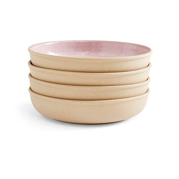 Minerals Set of 4 Low Bowls D22cm, Rose Quartz