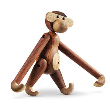 Monkey Wooden Figurine, Medium, Teak/Limba