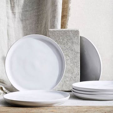 Portobello Set of 6 Dinner Plates D28cm, White