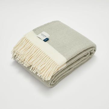 Herringbone Blanket 130 x 250cm, Harbour Grey & Cream