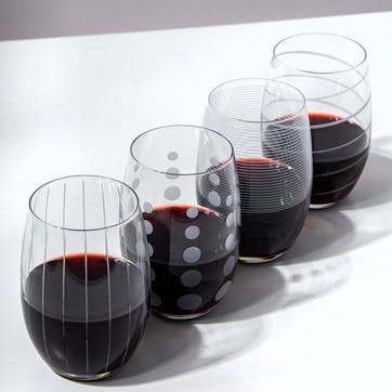 Cheers Set of 4 Stemless Wine Glasses 480ml, Clear