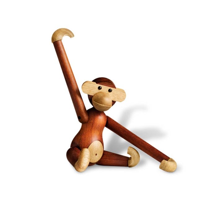 Monkey Wooden Figurine, Small, Teak/Limba