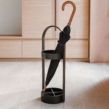 Bellwood Umbrella Stand, Black & Walnut