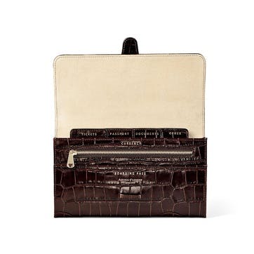 Classic Travel Wallet L14 x W9.5cm, Amazon Brown Croc