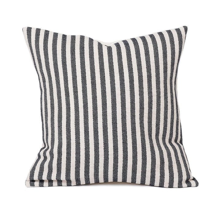 Harbour Stripe Cushion - 40cm; Graphite & Ecru