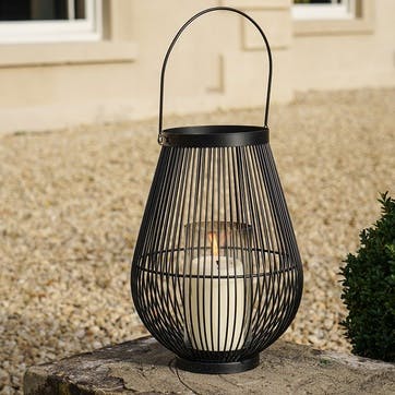 Venere Lantern with Glass Insert H34cm, Black