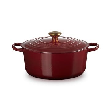 Signature Cast Iron Round Casserole 28cm, Garnet