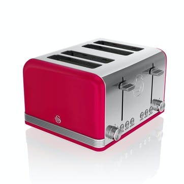 Retro 4-Slice Toaster, Red