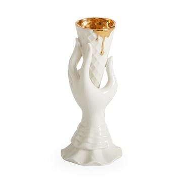 Gilded Muse I-Scream Vase, White, H18 x D7cm