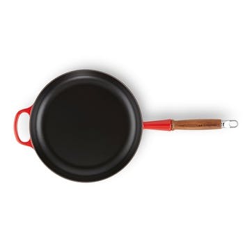 Signature Cast Iron Frying Pan with Wooden Handle, 28cm, Cerise