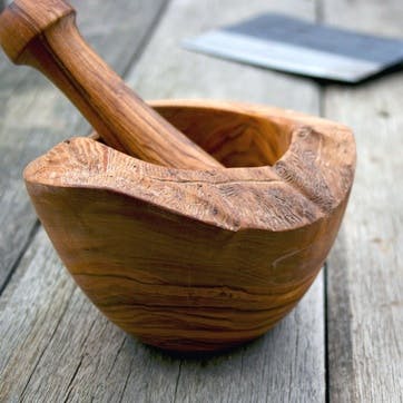 Olive Wood Pestle & Mortar - 18cm