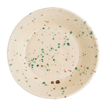 Manchada Speckled Serving Bowl D30cm, White & Green