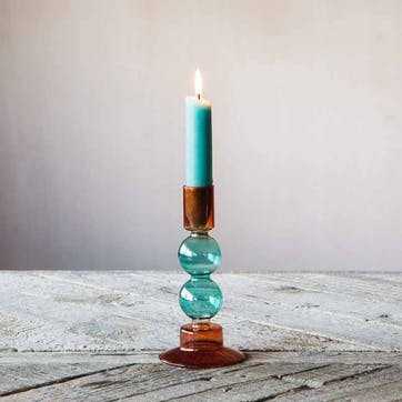 Bubble Candleholder H16.5cm, Turquoise and Red