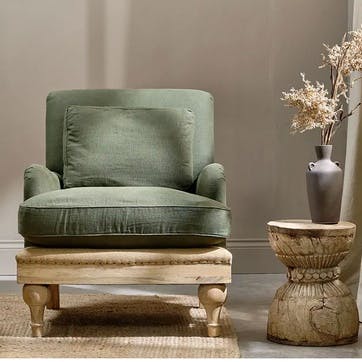 Abe Linen Armchair, Olive