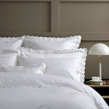 Scallop Edge Pair of Oxford Pillowcases, White