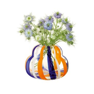 Folk Vase H19cm, Blue/Orange/White