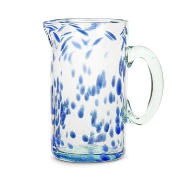 Azul Hand Made Glass Jug/Pitcher 1L, Blue